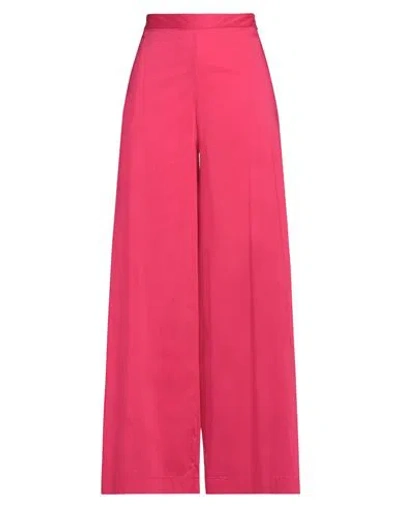 Liviana Conti Woman Pants Fuchsia Size 6 Cotton, Polyamide, Elastane In White