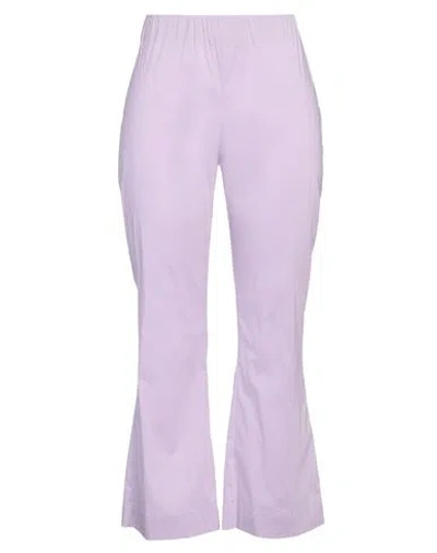 Liviana Conti Woman Pants Lilac Size 6 Cotton, Polyamide, Elastane In Purple