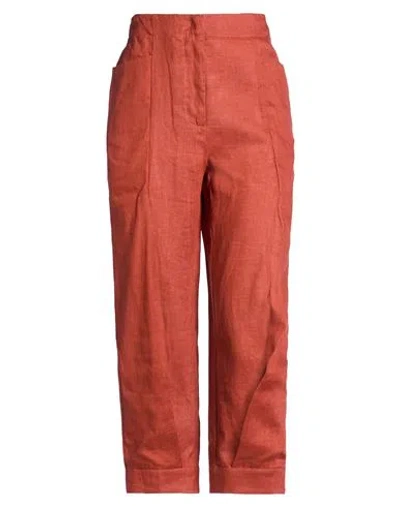 Liviana Conti Woman Pants Rust Size 2 Linen In Red