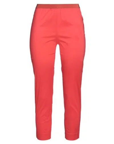 Liviana Conti Woman Pants Tomato Red Size 2 Cotton, Polyamide, Elastane In Tomato Red
