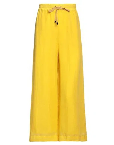 Liviana Conti Woman Pants Yellow Size 10 Ramie