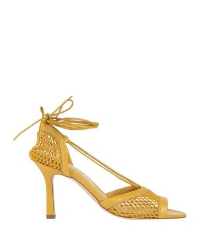 Liviana Conti Woman Sandals Mustard Size 9 Polyamide, Leather In Yellow