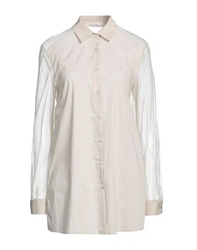 Liviana Conti Woman Shirt Beige Size 10 Cotton, Polyamide, Elastane