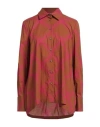 Liviana Conti Woman Shirt Brown Size 6 Cotton, Elastane In Brown