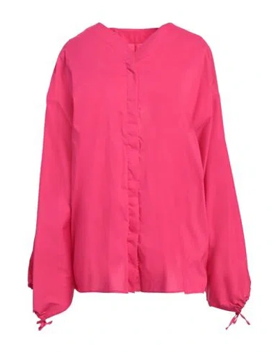 Liviana Conti Woman Shirt Fuchsia Size 12 Cotton, Polyamide, Elastane In Pink
