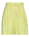Liviana Conti Woman Shorts & Bermuda Shorts Lime Green Size 8 Viscose, Linen In Green