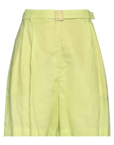 Liviana Conti Woman Shorts & Bermuda Shorts Lime Green Size 8 Viscose, Linen