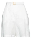 Liviana Conti Woman Shorts & Bermuda Shorts White Size 12 Viscose, Linen