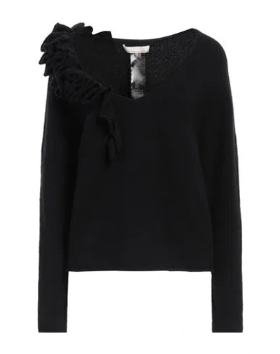 Liviana Conti Woman Sweater Black Size Xl Virgin Wool, Polyamide, Cashmere, Elastane