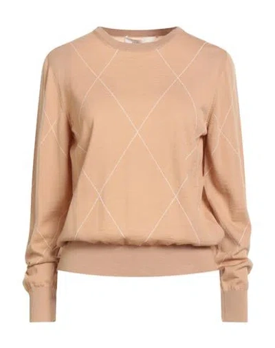 Liviana Conti Woman Sweater Camel Size 6 Virgin Wool