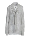 Liviana Conti Woman Sweater Grey Size L Mohair Wool, Polyamide, Virgin Wool, Metallic Fiber