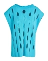 Liviana Conti Woman Sweater Turquoise Size 8 Viscose, Polyamide In Blue