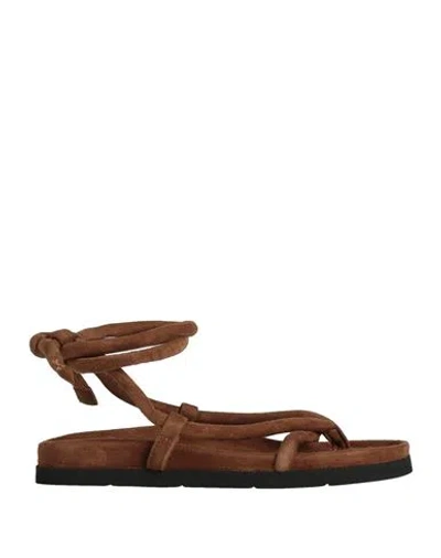 Liviana Conti Woman Toe Strap Sandals Dark Brown Size 11 Soft Leather