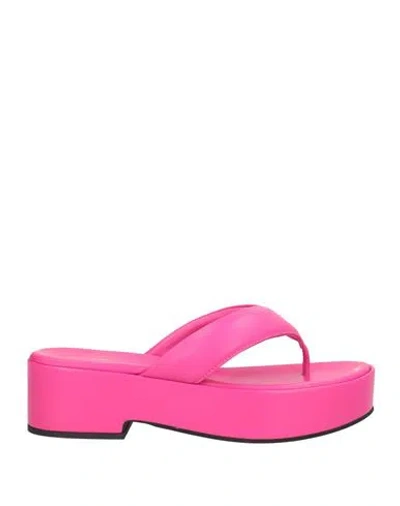 Liviana Conti Woman Thong Sandal Fuchsia Size 11 Leather In Multi