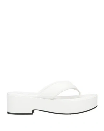 Liviana Conti Woman Thong Sandal White Size 11 Leather In Multi