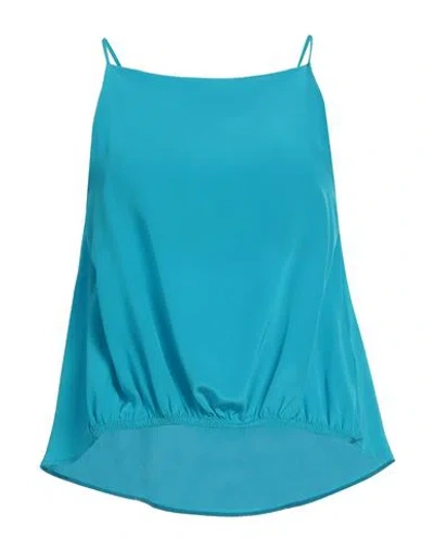 Liviana Conti Woman Top Azure Size 4 Silk In Blue