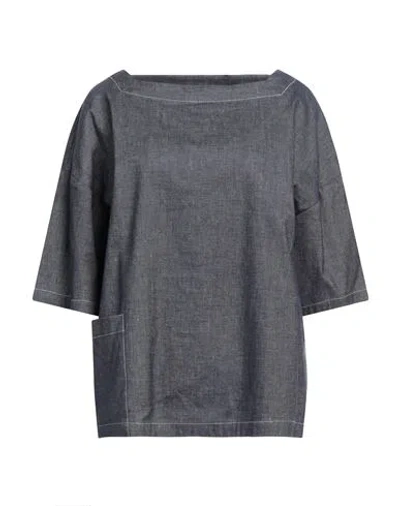 Liviana Conti Woman Top Blue Size 8 Cotton, Linen, Elastane