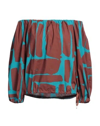 Liviana Conti Woman Top Brown Size 8 Cotton, Polyamide, Elastane