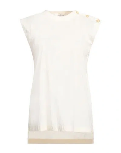 Liviana Conti Woman Top Cream Size 12 Cotton, Polyamide, Elastane In White