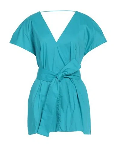 Liviana Conti Woman Top Turquoise Size 8 Cotton, Polyamide, Elastane In Blue