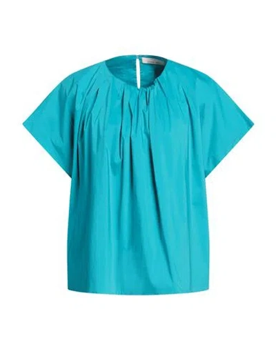 Liviana Conti Woman Top Turquoise Size 6 Cotton, Polyamide, Elastane In Blue