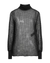 Liviana Conti Woman Turtleneck Black Size M Wool, Silk In Black