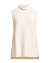 Liviana Conti Woman Turtleneck Cream Size M Viscose, Polyamide In Neutral