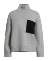 Liviana Conti Woman Turtleneck Light Grey Size L Cashmere, Polyamide, Wool In Gray