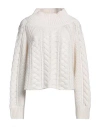Liviana Conti Woman Turtleneck White Size 12 Virgin Wool In White