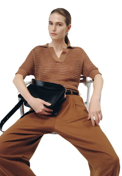 Liviana Conti Women's Sweater  Perforated In Brown
