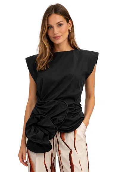 Liviana Conti Women's Top  With Flower Forward In Black