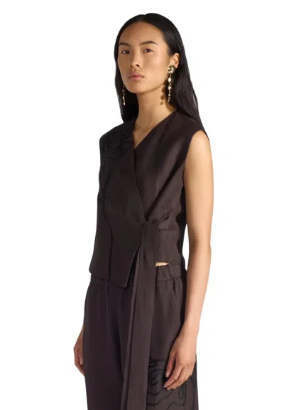 Liviana Conti Women's Vest  With Embroidery In Brown