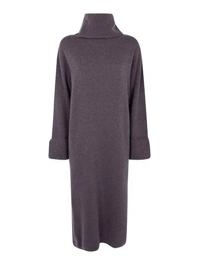 Liviana Conti Roll-neck Cashmere Midi Dress In Purple