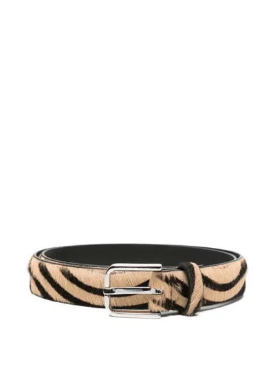 Liviana Conti Zebra-print Leather Belt In Neutral