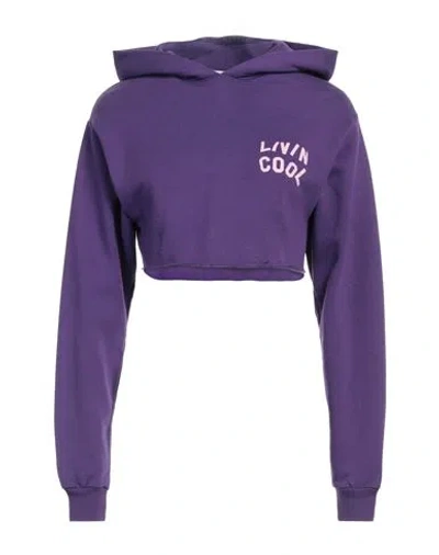 Livincool Woman Sweatshirt Purple Size L Cotton