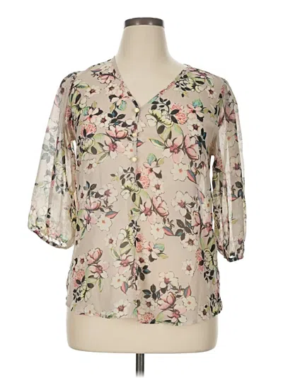 Pre-owned Living Doll 3/4 Sleeve Blouse In White