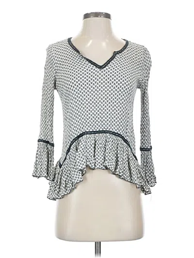 Pre-owned Living Doll 3/4 Sleeve Top Gray Sweetheart Neckline Tops