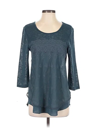 Pre-owned Living Doll 3/4 Sleeve Top Teal Boatneck Tops