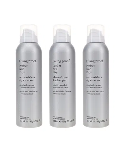 Living Proof 5.5oz Perfect Hair Day Advance Clean Dry Shampoo 3 Pack In Transparent
