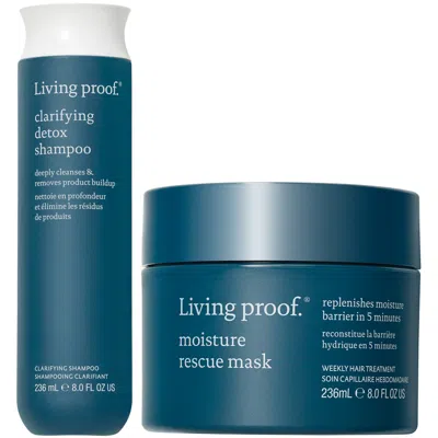 Living Proof Clarifying Detox Shampoo + Moisture Rescue Mask For Detox & Hair Hydration
