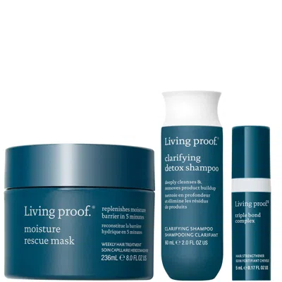 Living Proof Clarifying Detox Shampoo, Moisture Rescue Mask + Triple Bond Complex For Detox, Hydration & Hair Rep