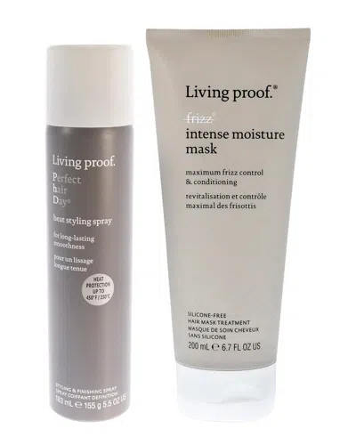 Living Proof Perfect Hair Day Heat Styling Spray & No Frizz Intense Moisture Mask Kit In Gray