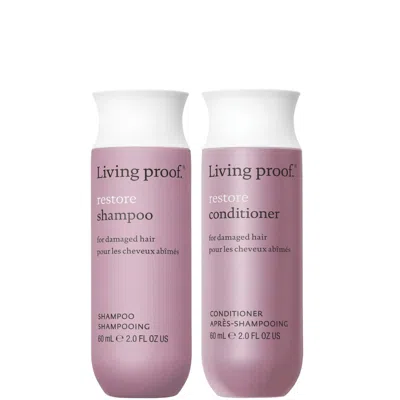 Living Proof Restore Shampoo And Conditioner Travel Size Bundle For Damage Repair, Strengthening And Shine In Transparent