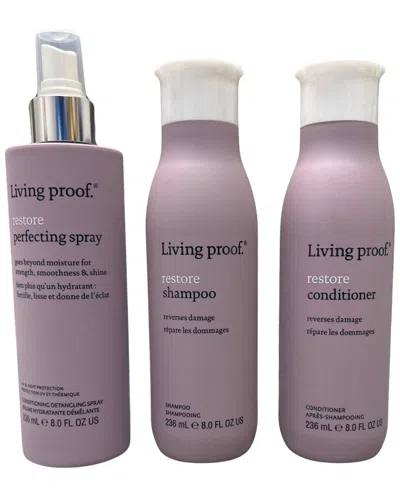 Living Proof Unisex 3 X 8oz Restore Shampoo Conditioner Trio In White