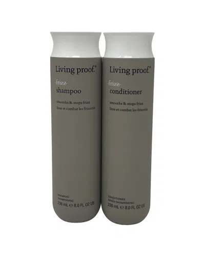 Living Proof Unisex No Frizz Shampoo And Conditioner Combo Set In White