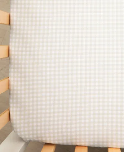 Living Textiles Baby Gingham-print Cotton Crib Sheet In White