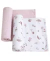 Living Textiles Baby Girls 2-pack Mushroom House Collection Jersey Swaddle In Multicolor