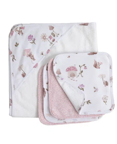 Living Textiles Baby Girls 5-piece Mushroom House Collection Bath Gift Set In White