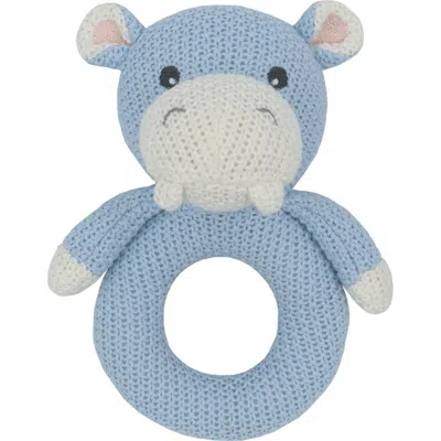 Living Textiles Whimsical Knit Rattle In Blue