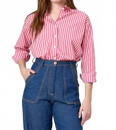 Livro Boyfriend Relaxed Shirt In Raspberry Pinstripe In Pink